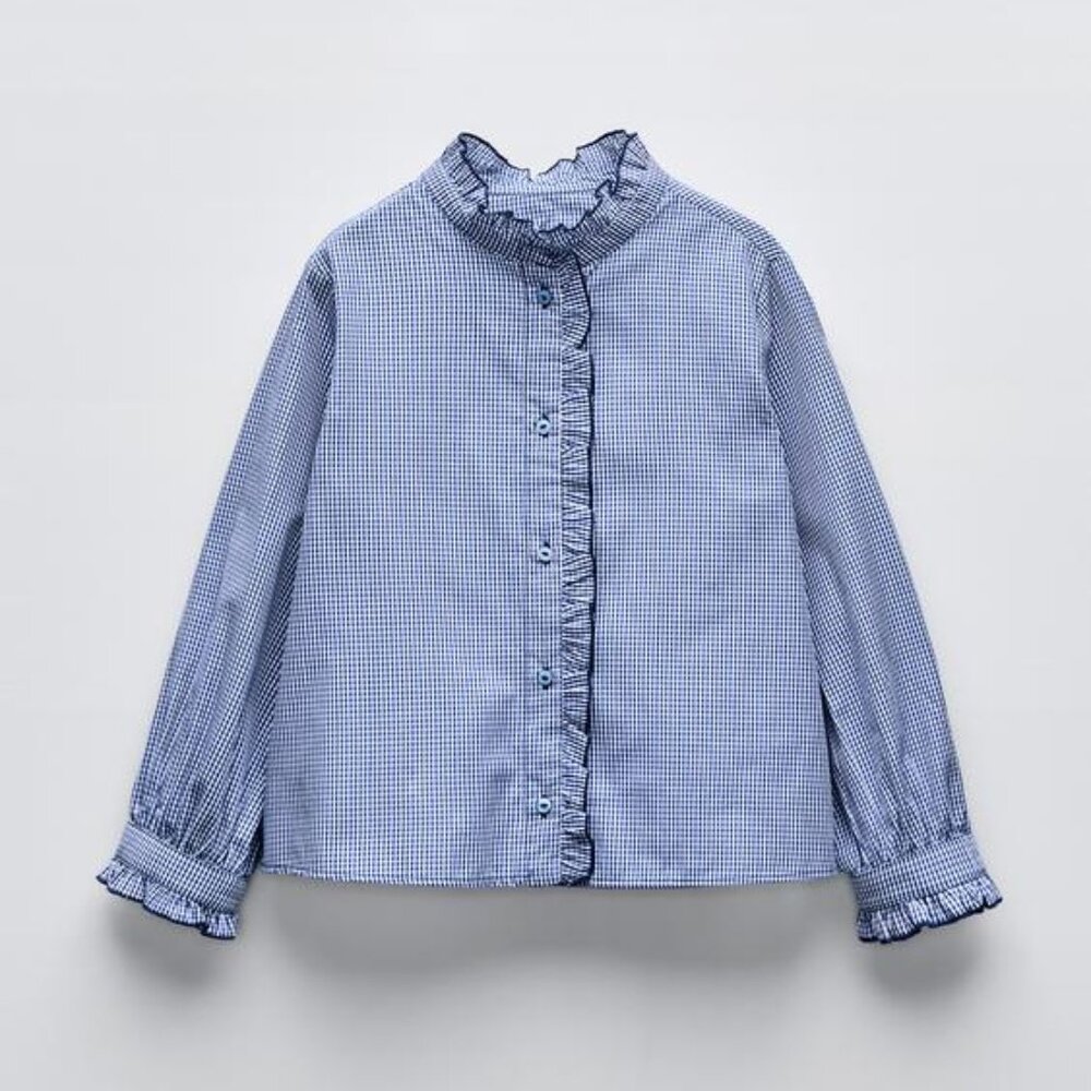 ZARA RUFFLED GINGHAM SHIRT
